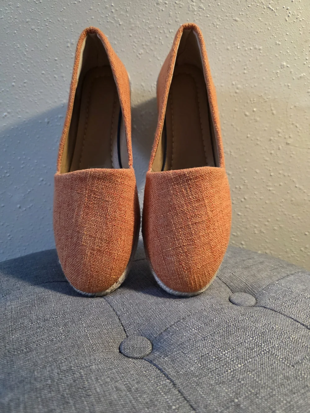 Coastal Lagenlook Women’s Orange Espadrille Wedge Slip-Ons Sz 41 8.5 To 9 US